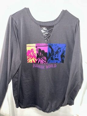 torrid Jurassic World Black Long Sleeve Graphic Top with Neon Print